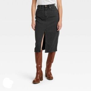 Universal Thread Black Denim Midi Skirt